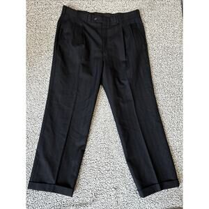 Burberry Pants 38x29 Blue Pinstripes Dress Slacks Classic Fit Pleated Formal